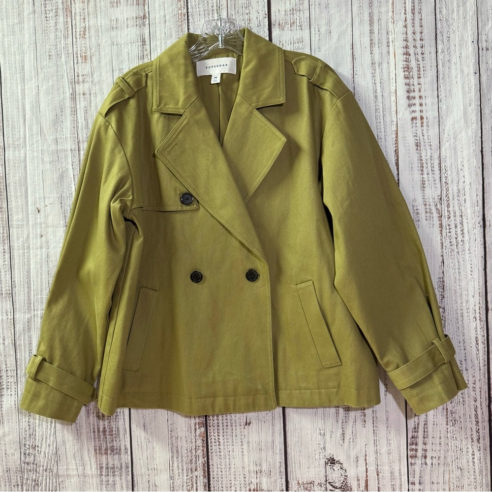 POPSUGAR Olive Double-Breasted Coat